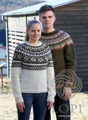 Sjóna Moss Green Lettlopi Wool sweater - Knitting Kit