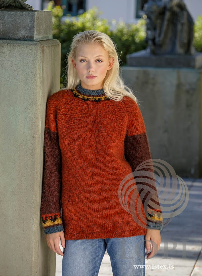 Pæling - Orange Wool Cardigan Sweater Knitting Kit - The Icelandic Store