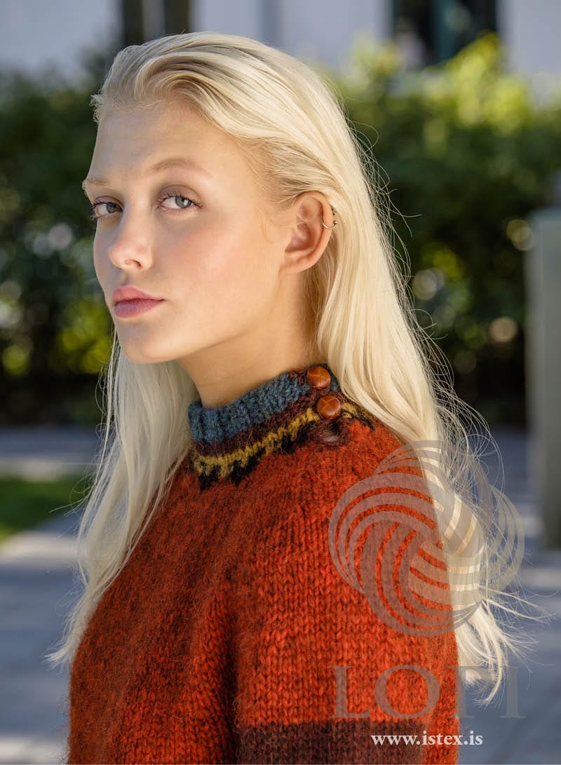 Pæling - Orange Wool Cardigan Sweater Knitting Kit - The Icelandic Store