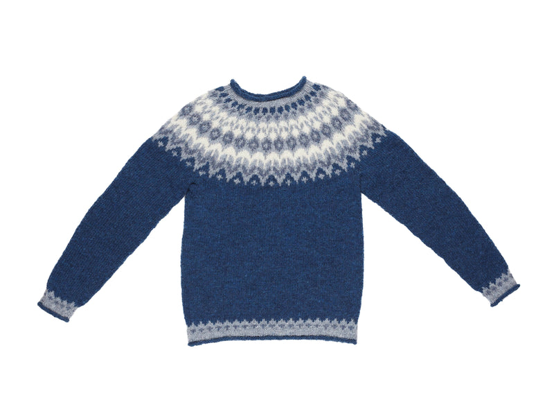 Riddari wool sweater lettlopi- Blue Knitting Kit. Lopi Riddari Sweater knitting Kit - The Icelandic Store