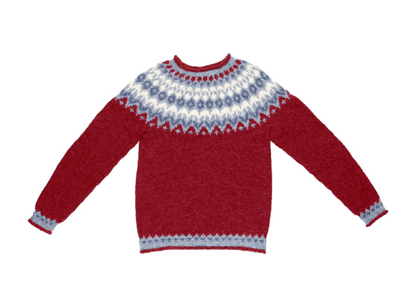 Riddari - 9434 Crimson Red lettlopi Knitting Kit. Icelandic sweater knit kits - The Icelandic Store