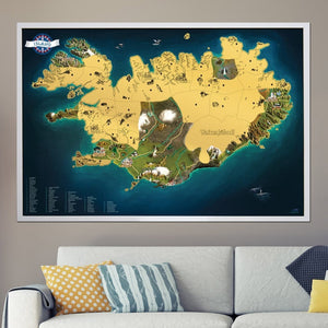 Scratch Off Iceland Map Wall Poster Art Prints