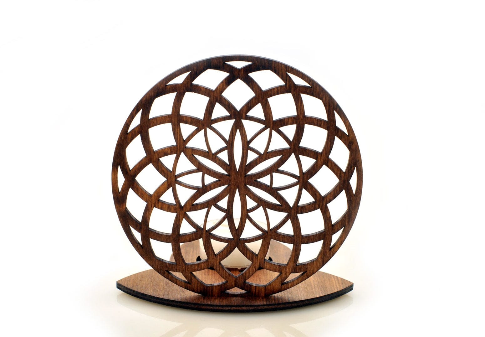 Flower of Life Plywood Candle Holder Laser Cut - The Icelandic Store
