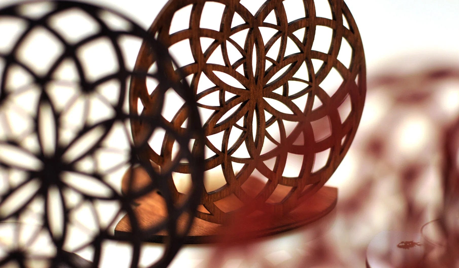 Flower of Life Plywood Candle Holder Laser Cut - The Icelandic Store