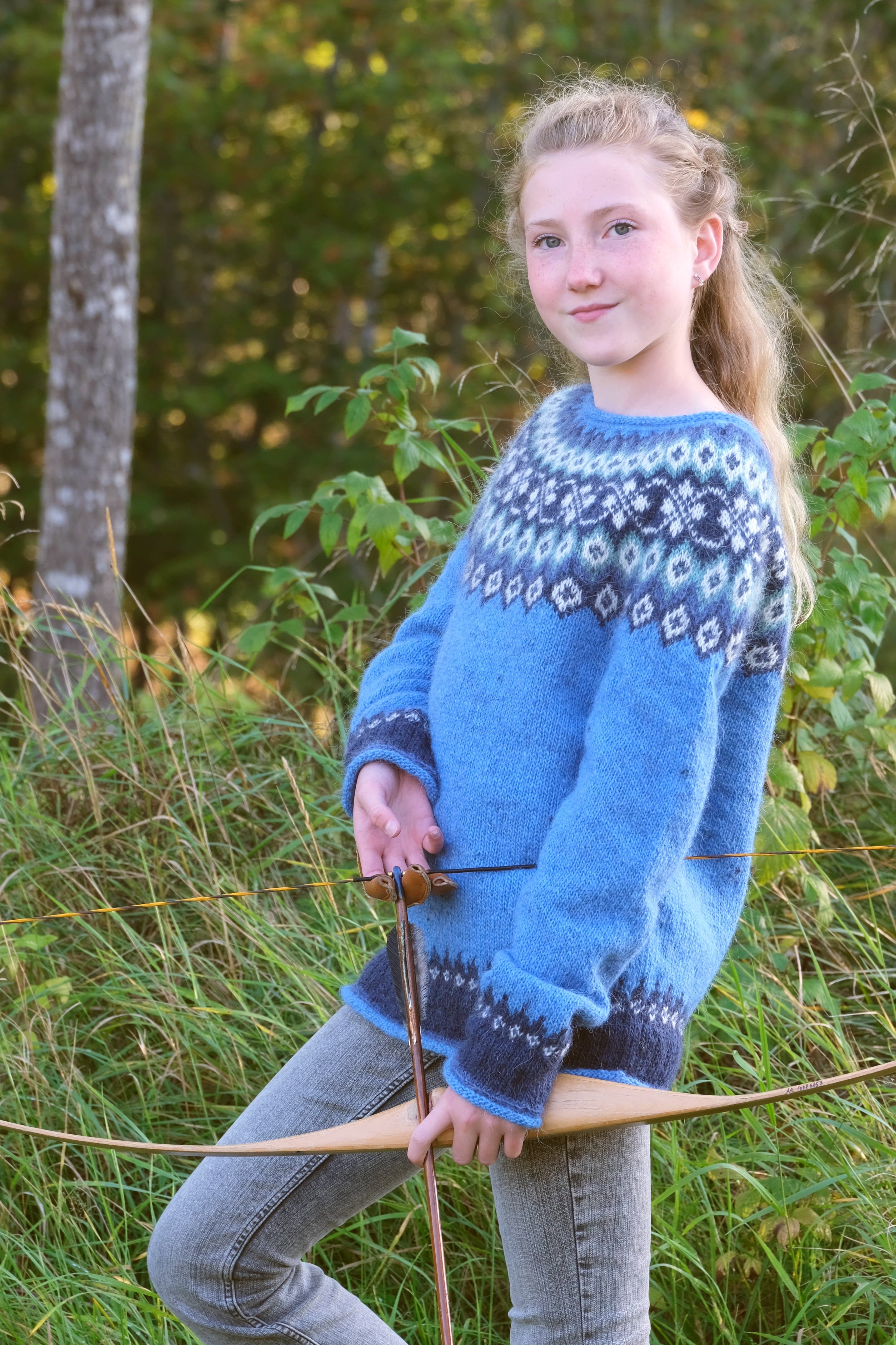 Skjaldmær Fjallalopi Icelandic Blue wool sweater Knitting Kit