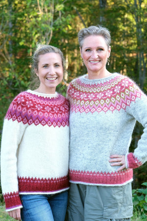 Skjaldmær - Fjallalopi White Red wool sweater Knitting Kit