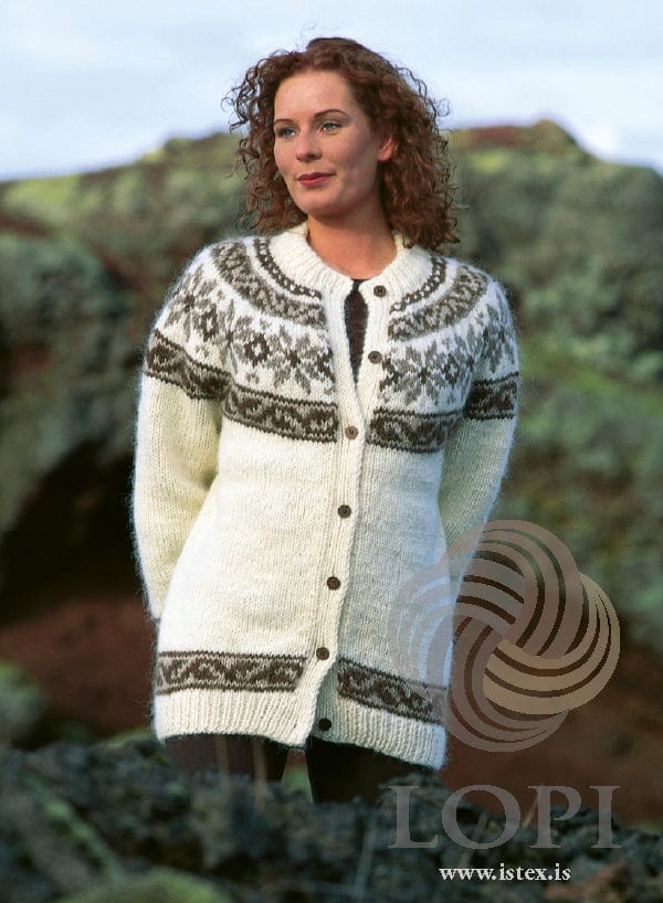 Snærós   - White Wool sweater knitting kit - The Icelandic Store