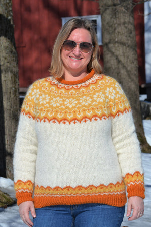 Sundrops  - Lettlopi Orange & Yellow wool sweater Knitting Kit