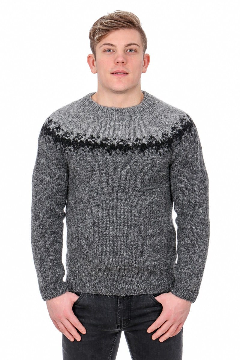 Viðar wool sweater Dark Grey - Knitting Kit - The Icelandic Store
