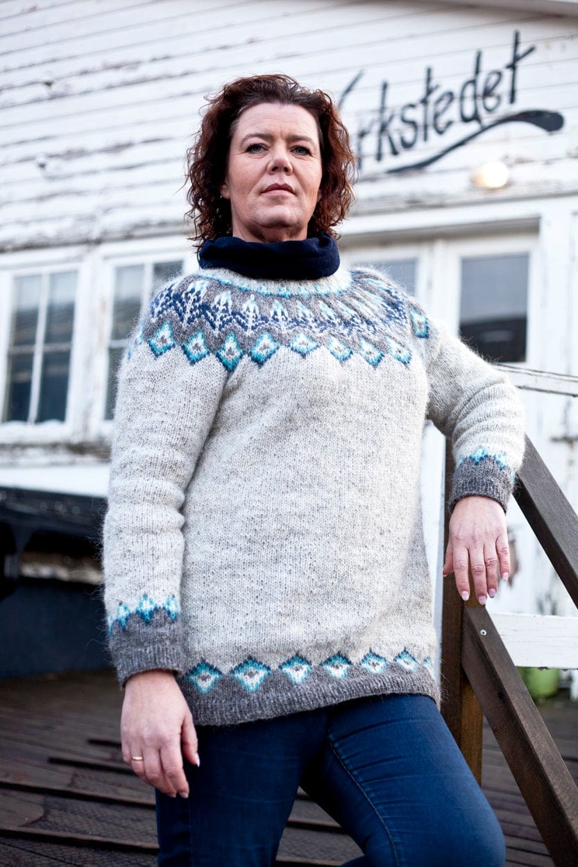 Vigdis Grey Blue Icelandic Sweater - Knitting Kit - The Icelandic Store