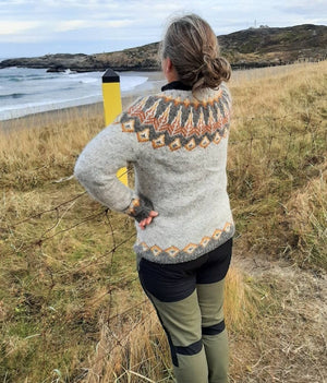 Vigdis Grey Yellow Icelandic Sweater - Knitting Kit