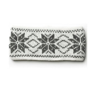 White Varma Wool Headband - Eight Petalled Rose Flower pattern