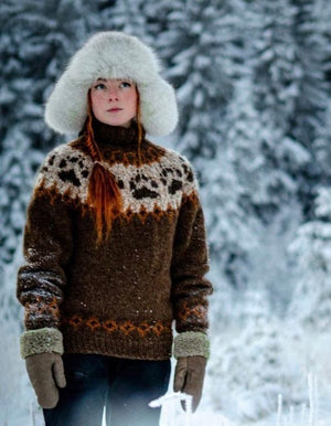 The Wilderness sweater Acorn Heather -  Alafosslopi Knitting Kit
