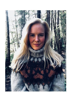 The Wilderness sweater Beige & Orange -  Alafosslopi Knitting Kit