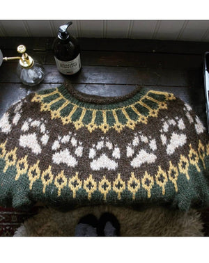 The Wilderness sweater Garden Green & Yellow -  Alafosslopi Knitting Kit