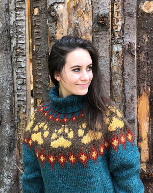 The Wilderness sweater Teal Heather Tonje Blomseth edition -  Alafosslopi Knitting Kit