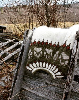 The Wilderness sweater White & Green -  Alafosslopi Knitting Kit