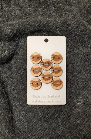 Wooden Buttons - Map of Iceland
