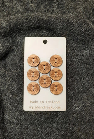 Wooden Buttons - Icelandic Ram Sheep