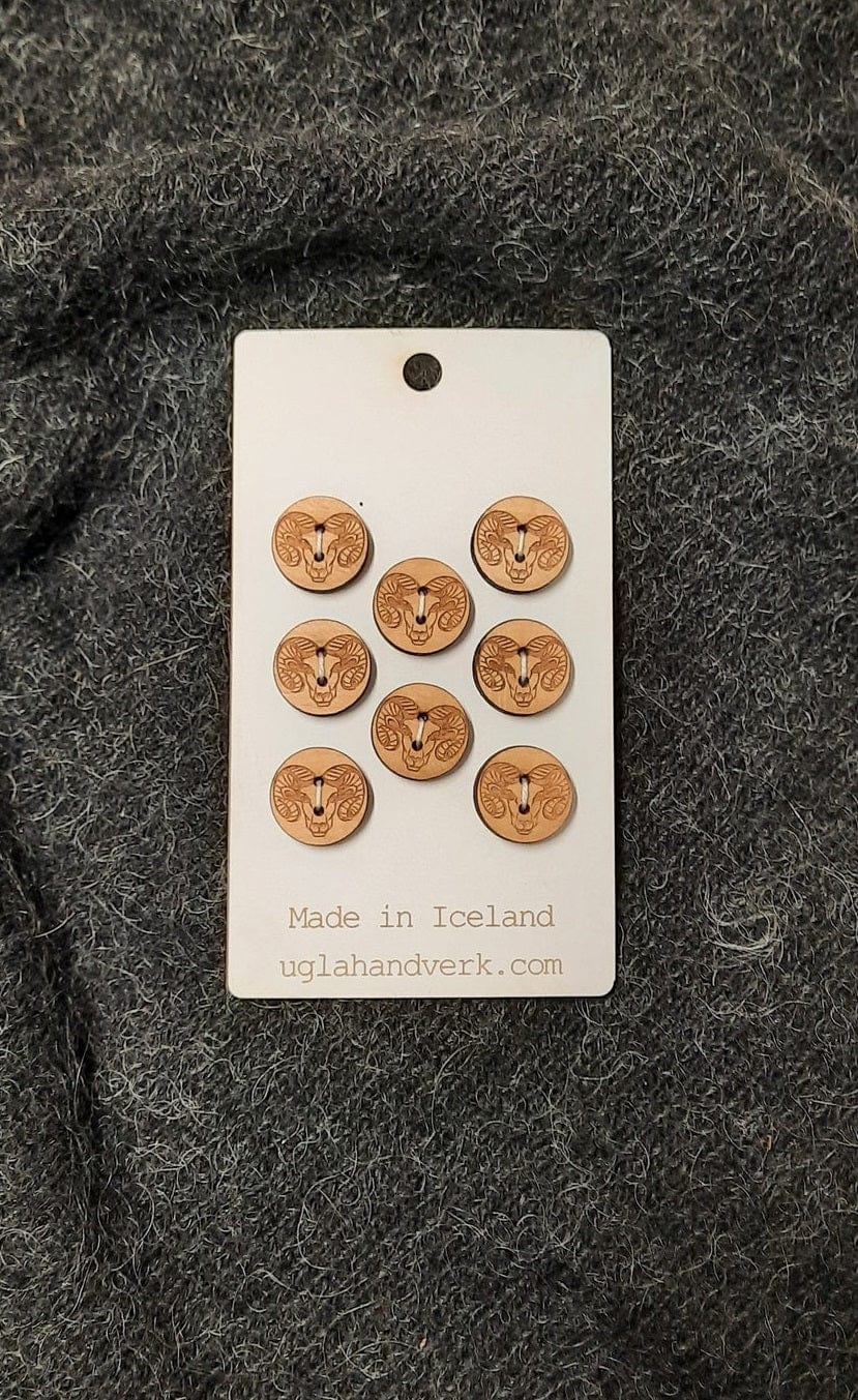 Wooden Buttons - Icelandic Ram Sheep - The Icelandic Store