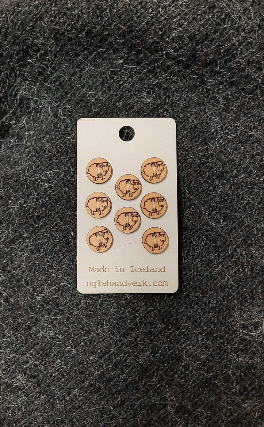 Laser Engraved Handmade Wooden Buttons for Knitting projects. Icelandic sheep theme