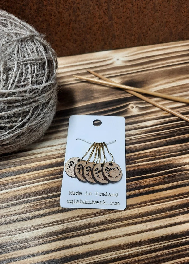 Knitting and Crochet Stitch Markers - Iceland. Laser engraved