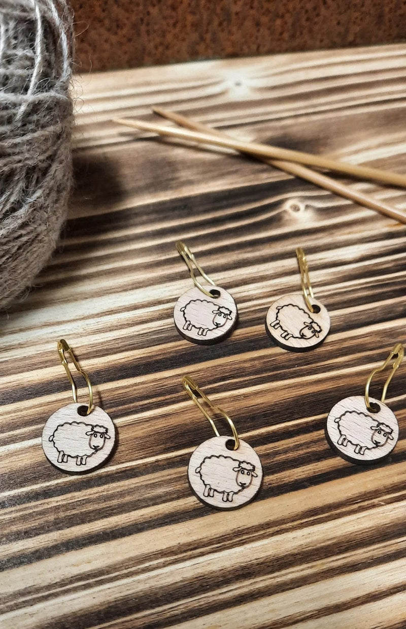 Set of 5 Icelandic Sheep Stitch Markers. Made in Iceland