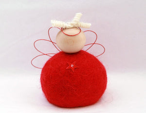 Felted wool Angel - Red