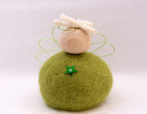 Felted wool Angel- Lime Green