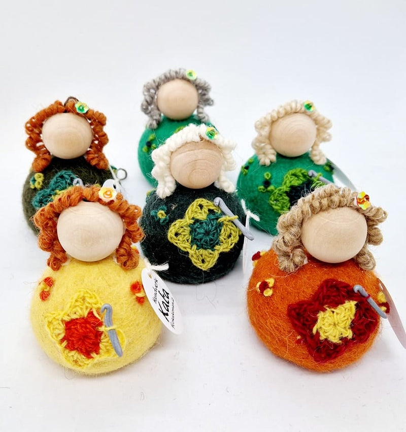 Felted wool Crochet Lady - Yellow - The Icelandic Store
