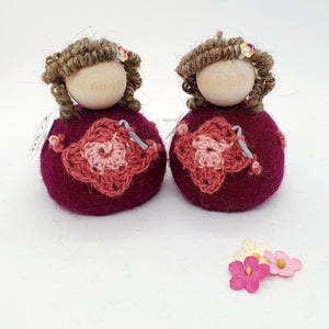Felted wool Crochet Lady - Purple