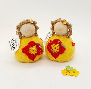 Felted wool Crochet Lady - Yellow