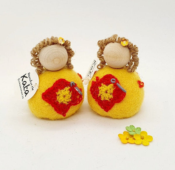 Felted wool Crochet Lady - Yellow - The Icelandic Store