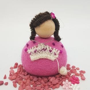 Felted wool Knitting Lady - Pink - The Icelandic Store