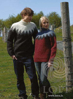 Snæfellsjökull  - Red & Blue Wool Cardigan Sweater Knitting Kit