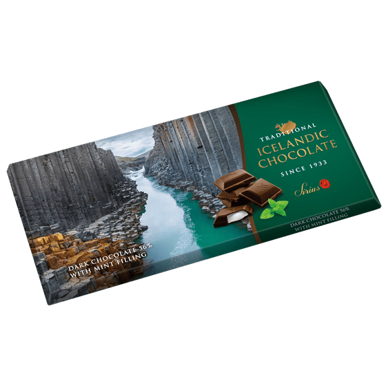 Traditional Icelandic 56% Dark Chocolate Pralín with Mint Filling 100 g