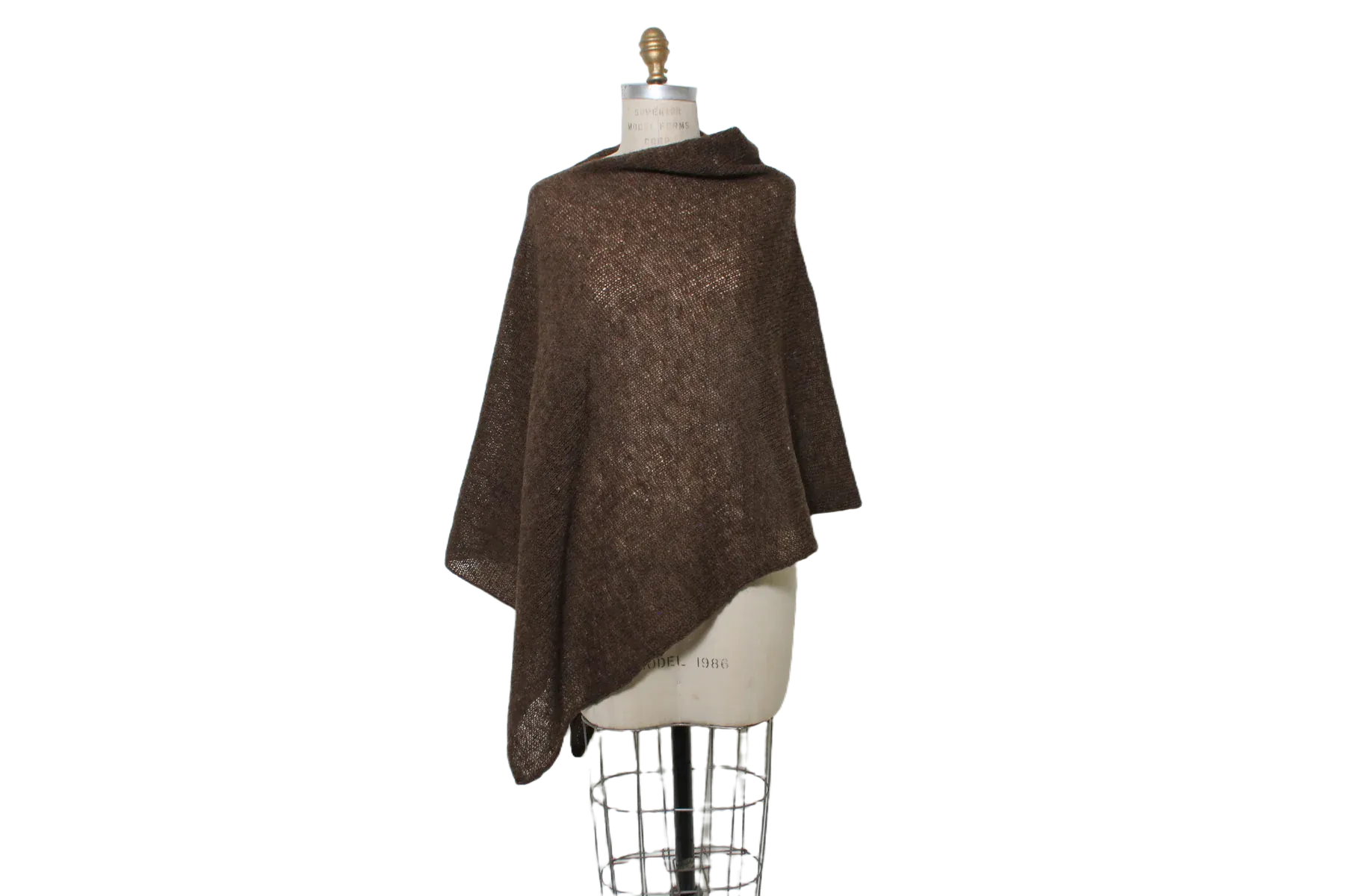 Light Wool Poncho - Brown