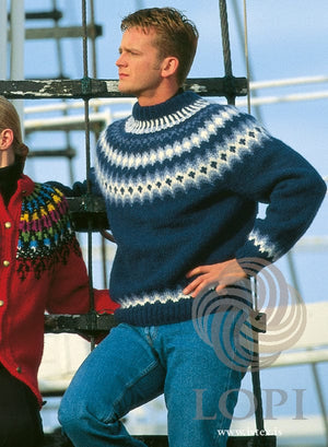 Freyr Blue Icelandic sweater (12-19) - Knitting Kit