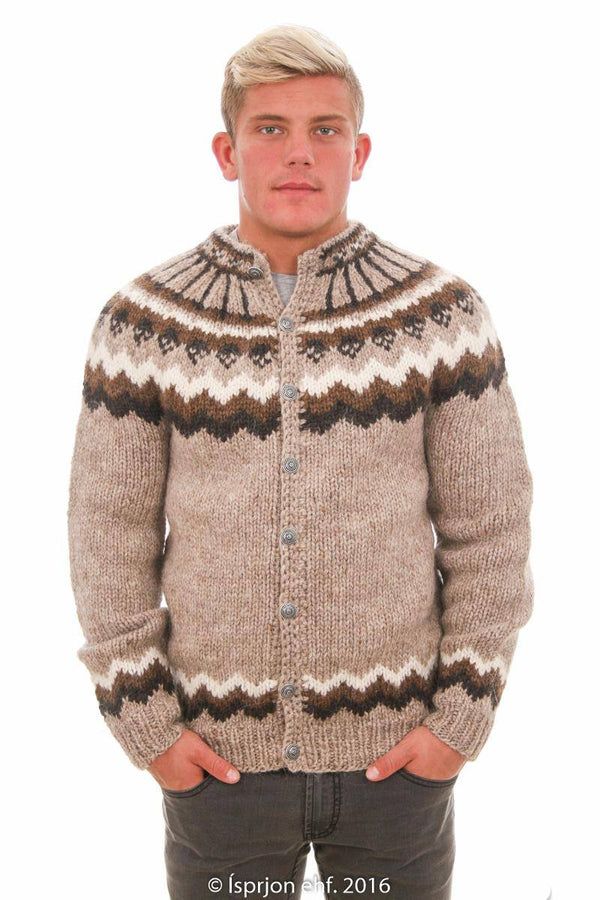 Víkingur - Icelandic Cardigan Sweater - Light Beige - icelandicstore.is