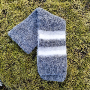 Brushed Icelandic Wool Scarf - Grey / White