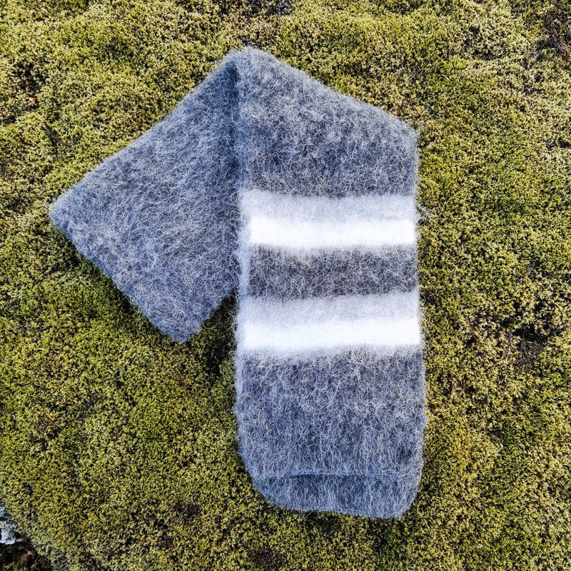 Brushed Wool Scarf - Grey / White - icelandicstore.is