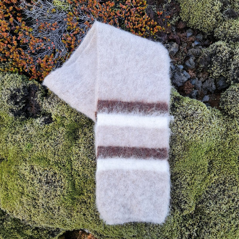 Brushed Wool Scarf - Beige / Brown - icelandicstore.is