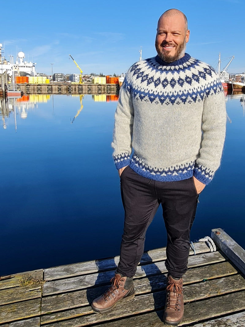 Seifur - Icelandic Sweater - Ash/Blue - The Icelandic Store