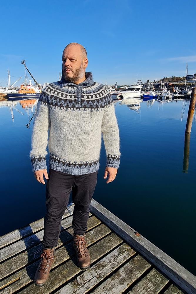 Garri - Icelandic Sweater - Grey/Blue - The Icelandic Store