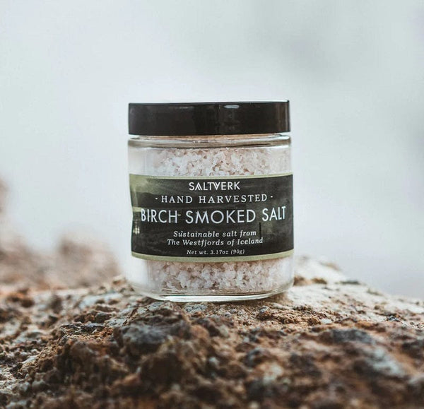 Hand harvested birch smoked sea salt from Iceland