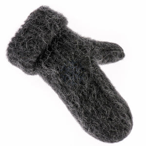 Brushed Wool Mittens - Black Heather