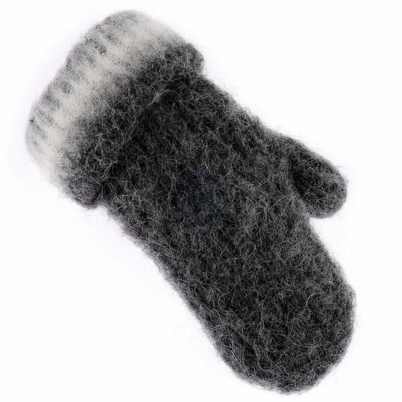Brushed Wool Mittens - Black / White - icelandicstore.is