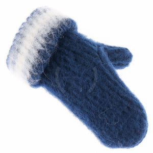 Brushed Wool Mittens - Navy Blue