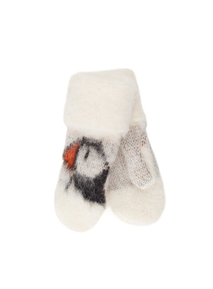 Brushed Wool Mittens - Puffin