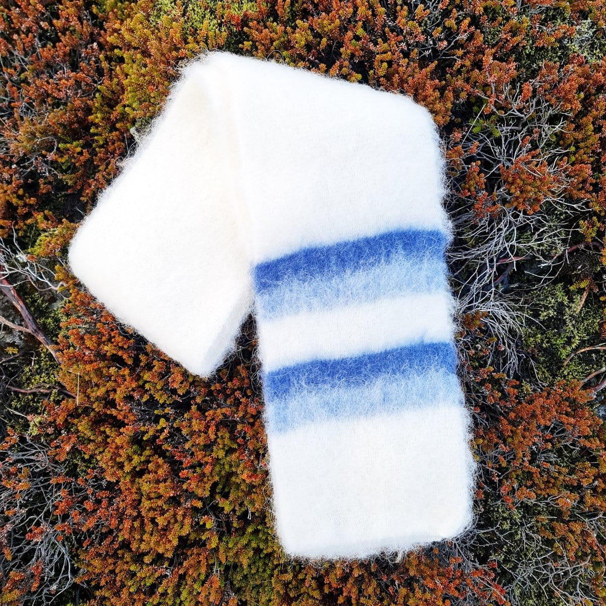 Brushed Wool - White / Blue - icelandicstore.is